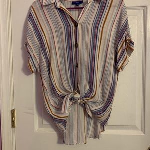 super comfy casual striped button down top